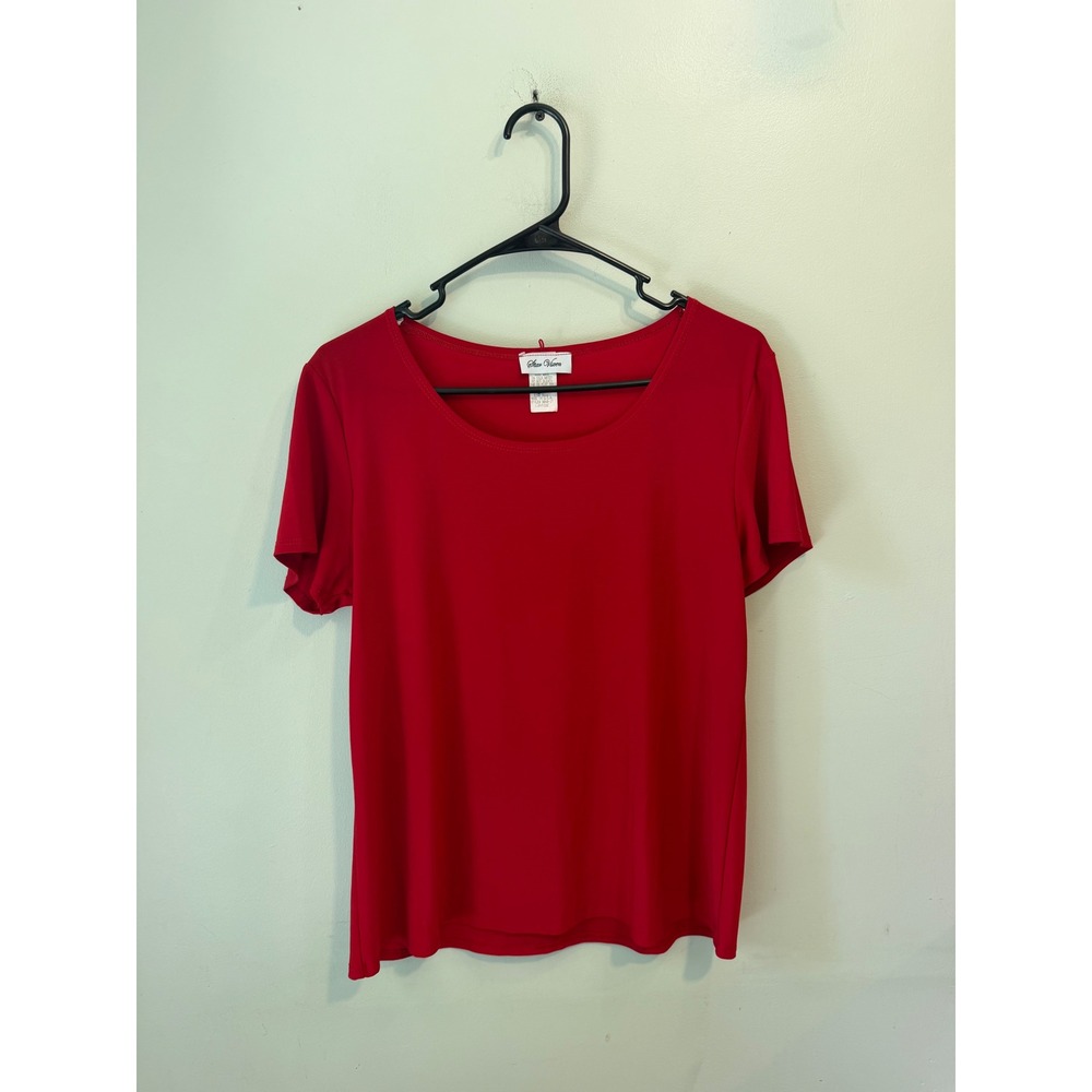 Star Vixen Womens Red Scoop Neck Short Sleeve Top Size Large Made in USA 8040-IT